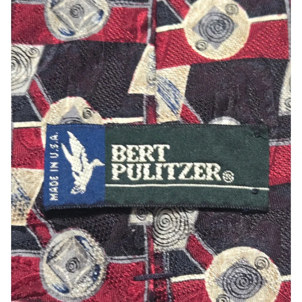 Bert Pulitzer Silk Tie Geometric Medallion Abstract Vintage USA 3.5x60